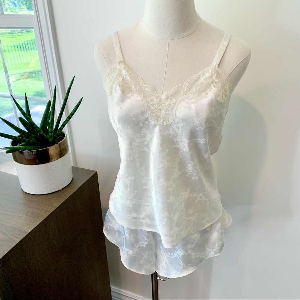 Vintage Cacique Lingerie Lace Cream Sleep Set M